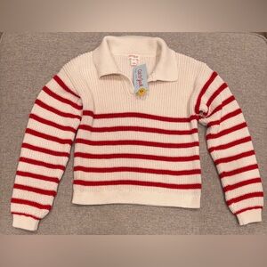 Cat & Jack Red and White Knit Sweater